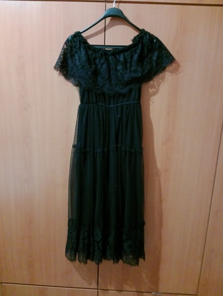 Siyah tül elbise - Görsel 2