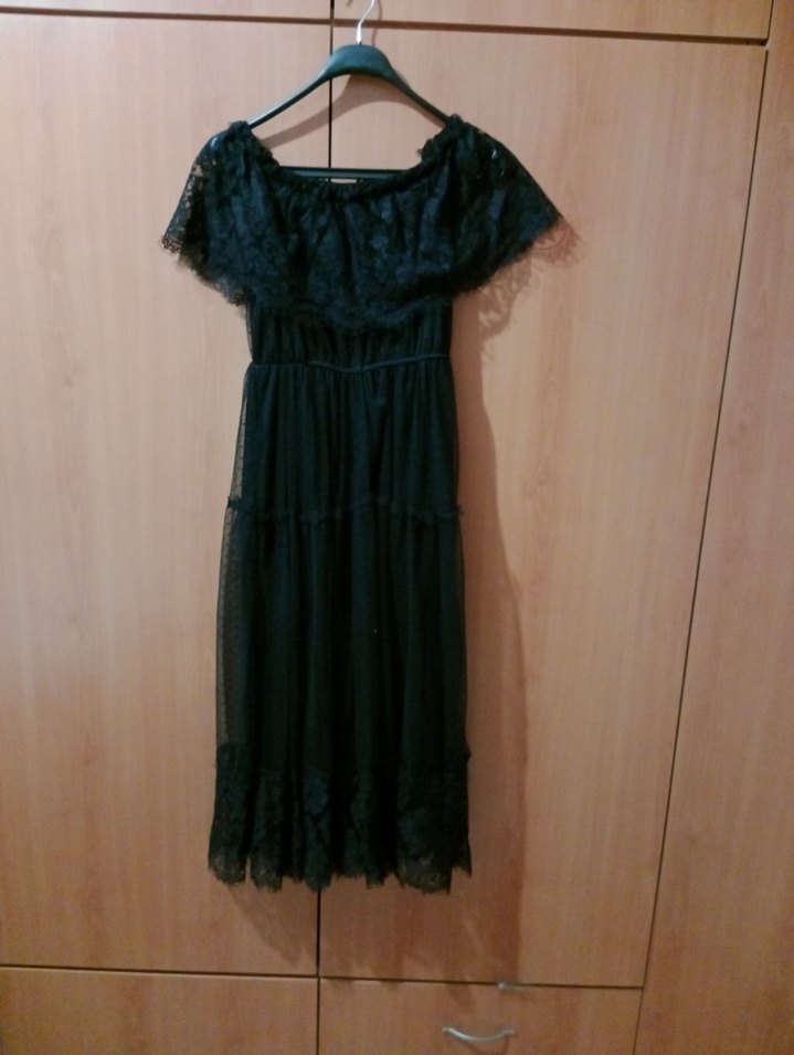 Siyah tül elbise - Görsel 3