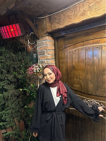 m Beden siyah Renk Püsküllü kimono takım