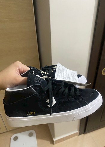 38 Beden Converse Siyah Kadın Sneakers Velcro Detaylı