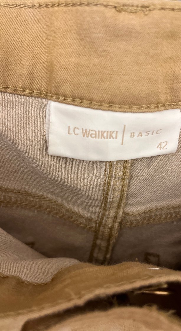 Bej Kadın Kemerli Kumaş Pantolon - Görsel 3