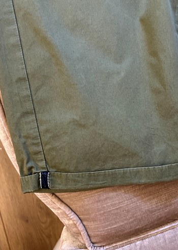 Erkek Keten Kemerli Midi Şort - Haki - Görsel 4