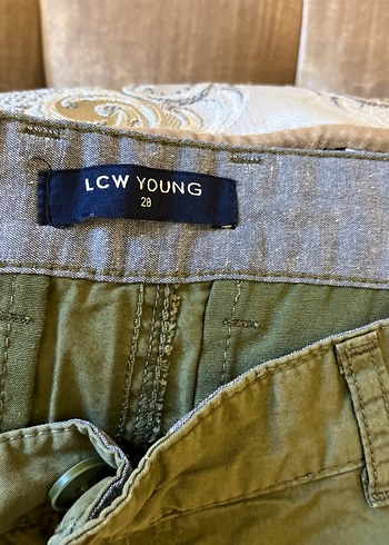 Erkek Keten Kemerli Midi Şort - Haki - Görsel 2