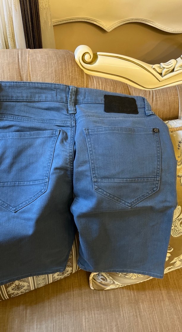 Erkek Gri Kot Mini Şort - Görsel 4