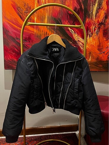 Zara Zara Gece Mavisi Crop Mont