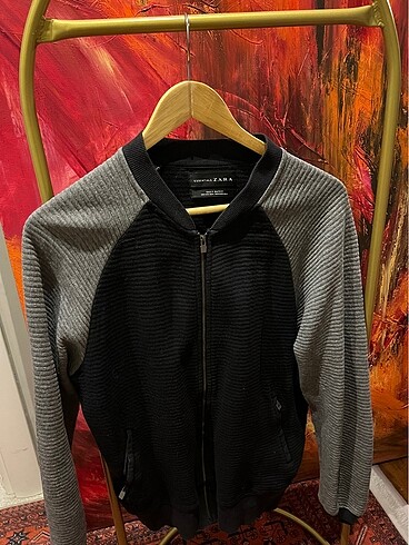 Zara Man çift renki fermuarlı hırka