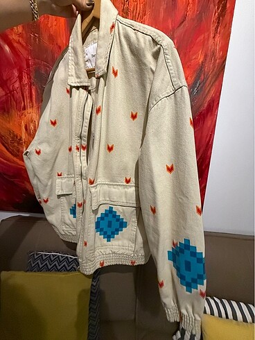 m Beden ten rengi Renk Bershka Oversize Desenli Ceket