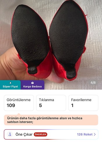 18 Beden Kız Çocuk Kırmızı Saten Fiyonk Detaylı topuklu ayakkabı