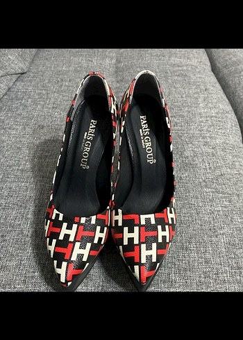 39 Beden Renkli Desenli Stiletto Topuklu Kadın Ayakkabı