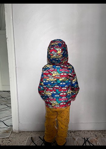 Çocuk Çok Renkli Kapüşonlu Yağmurluk - Görsel 6
