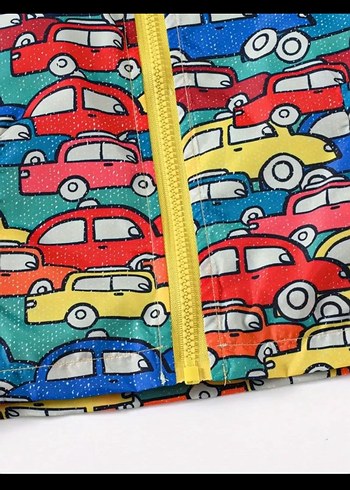 Çocuk Çok Renkli Kapüşonlu Yağmurluk - Görsel 3