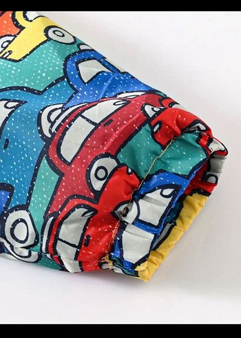 Çocuk Çok Renkli Kapüşonlu Yağmurluk - Görsel 4