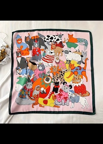 Kedi desen Fular - Görsel 2