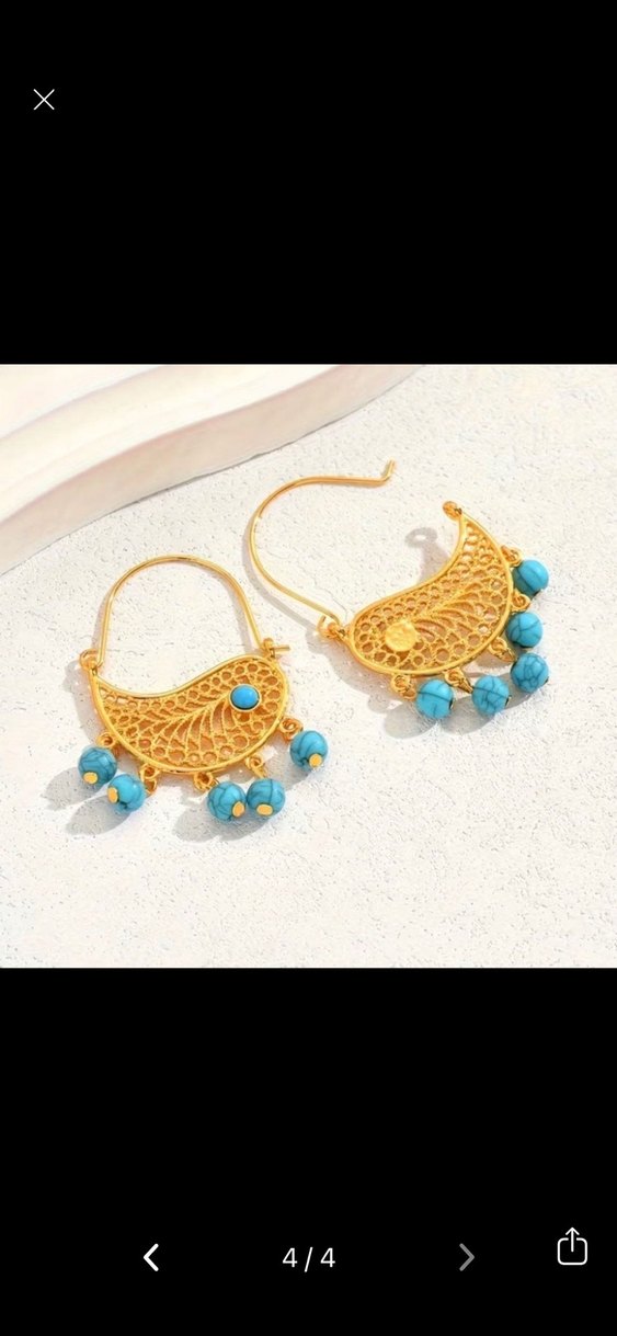 Bohem Mini Turkuaz Boncuklu Küpe - Görsel 4