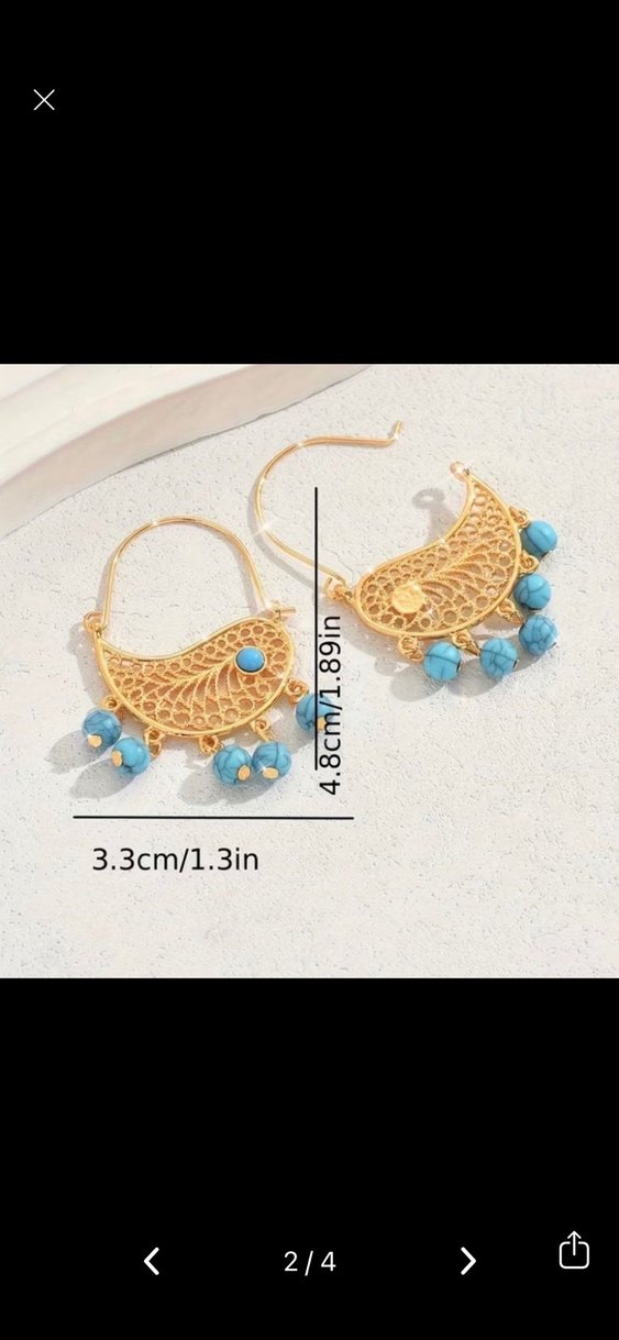 Bohem Mini Turkuaz Boncuklu Küpe - Görsel 2