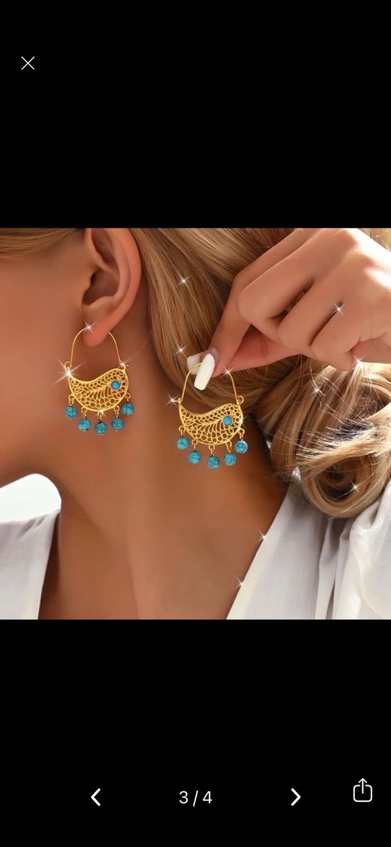 Bohem Mini Turkuaz Boncuklu Küpe - Görsel 3