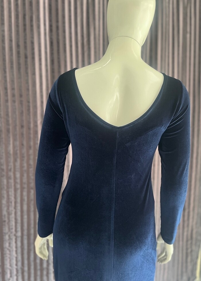 Kadife uzun elbise - Görsel 4