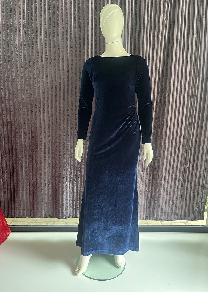 Kadife uzun elbise - Görsel 2