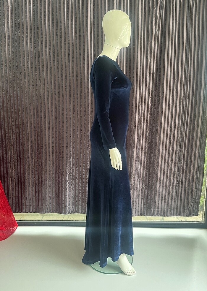 Kadife uzun elbise - Görsel 3