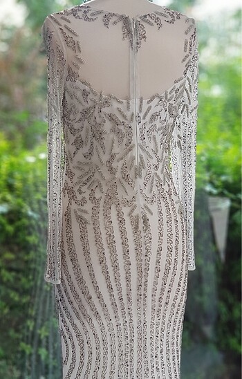 Kırık beyaz işlemeli nikah elbisesi - Görsel 5