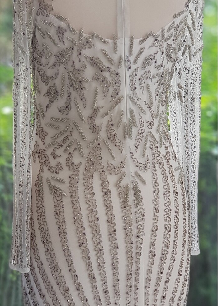 Kırık beyaz işlemeli nikah elbisesi - Görsel 4