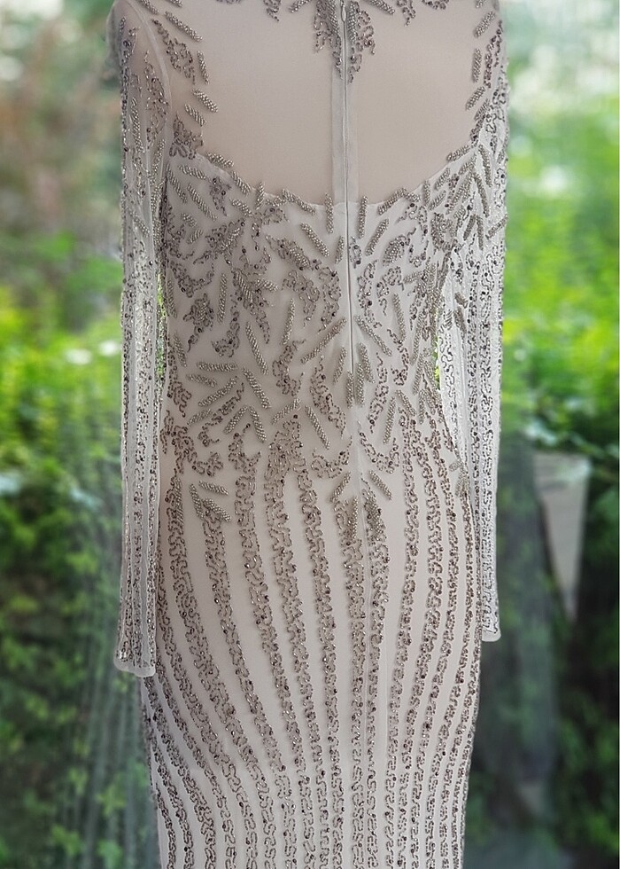 Kırık beyaz işlemeli nikah elbisesi - Görsel 5