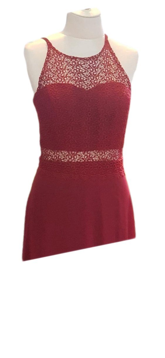 Bordo renk şifon büyük beden  Uzun elbise - Görsel 2