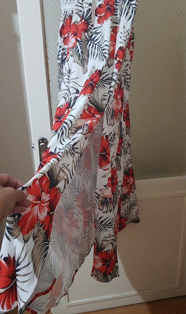 Çiçek Desenli Askılı Uzun Elbise - Görsel 2