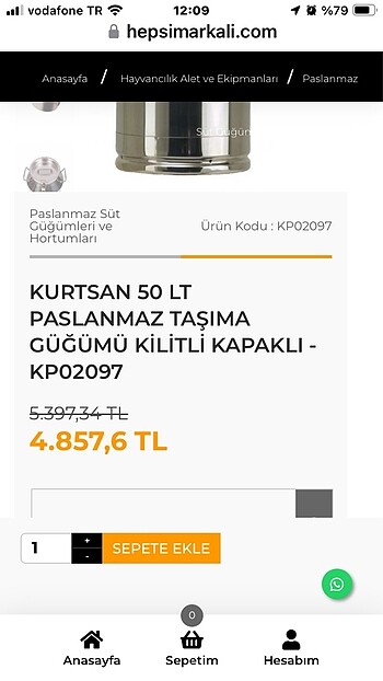 Kurtsan marka süt güğümü