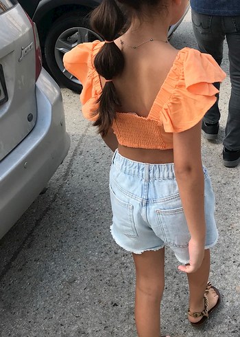 Mavi Kız Çocuk Mini Denim Şort - Görsel 5