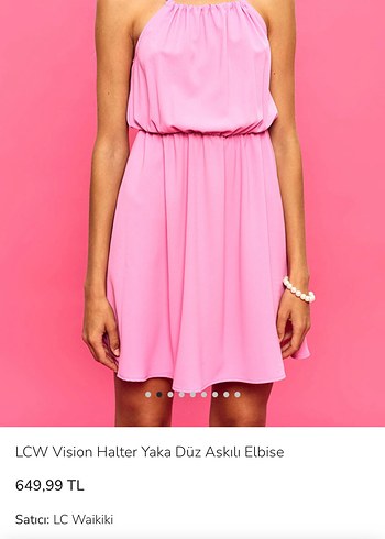 LC Waikiki Pembe Askılı Elbise