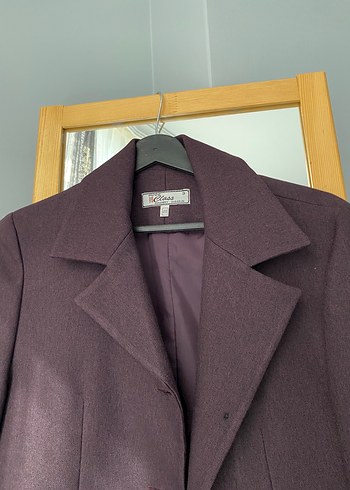 l Beden bordo Renk Mürdüm Kadın Düğmeli Yün Blazer Ceket