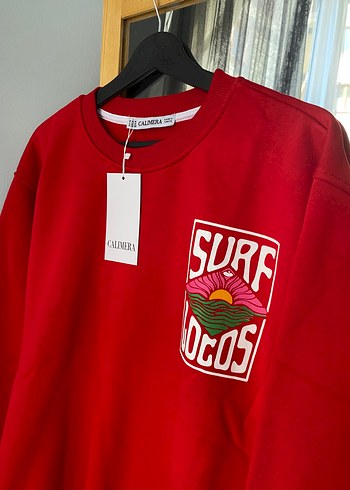 m Beden kırmızı Renk Kırmızı Baskılı Kadın Sweatshirt