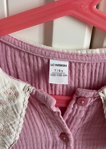 Pembe Keten Uzun Kollu Kız Elbisesi - Görsel 2