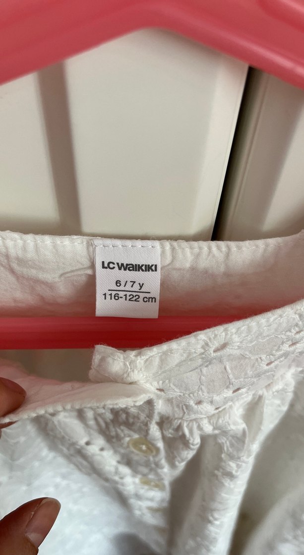 Kız Çocuk Beyaz Nakışlı Dantel Elbise - Görsel 3