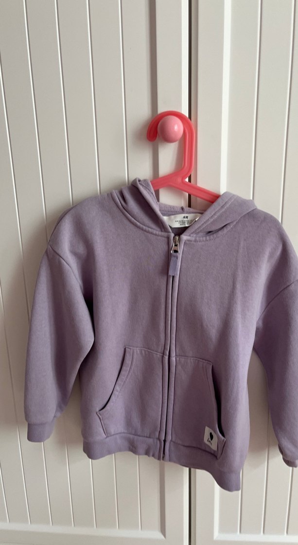 Kız Çocuk Mor Kapüşonlu Fermuarlı Sweatshirt - Görsel 3