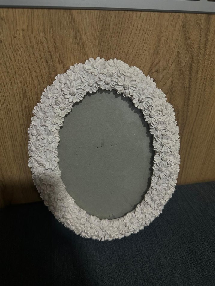 morlalem marka Çiçek Desenli Beyaz Oval Çerçeve - Görsel 2