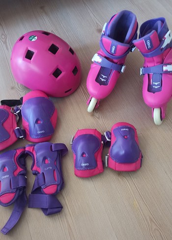 Decathlon Decathlon Renkli Paten ve Koruyucu Set 30-32 numara