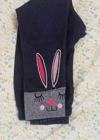 Kız Çocuk Baskılı Elastik Bel Kot Tayt - Görsel 4