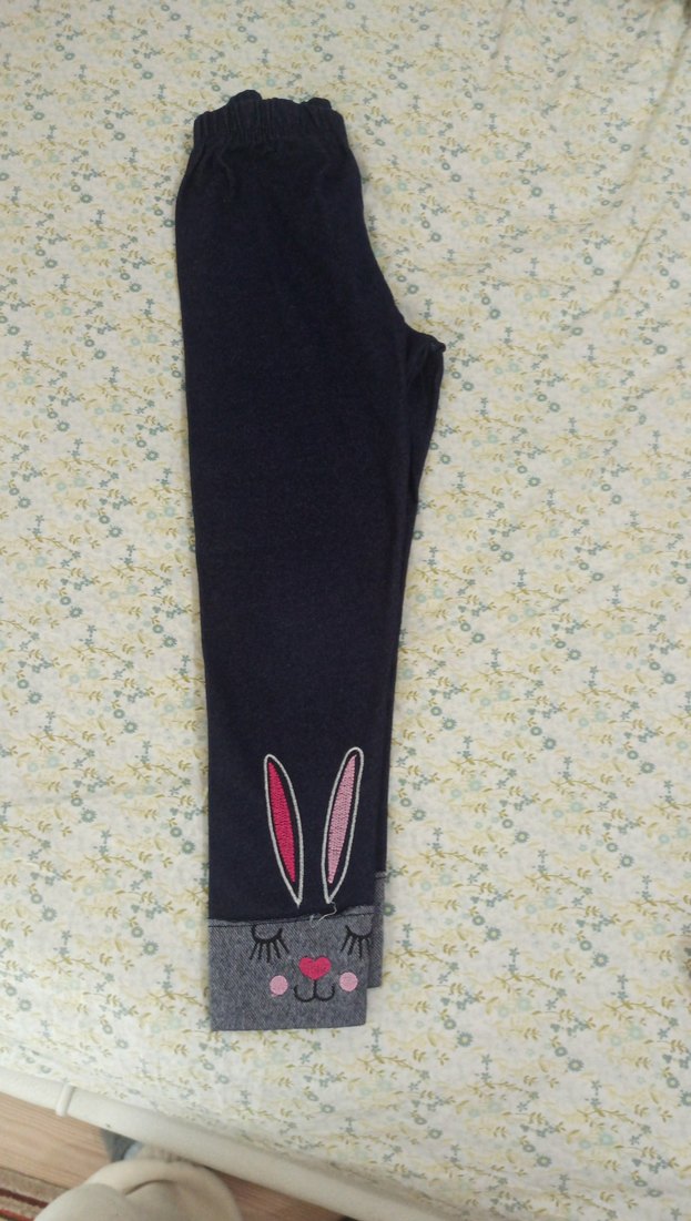 Kız Çocuk Baskılı Elastik Bel Kot Tayt - Görsel 3