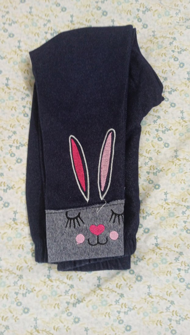 Kız Çocuk Baskılı Elastik Bel Kot Tayt - Görsel 4