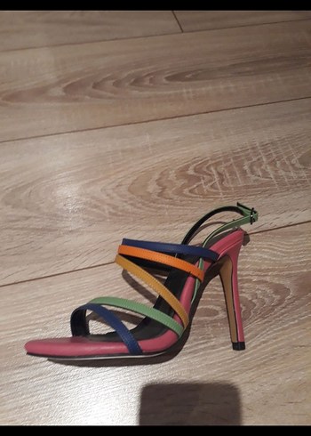 Çok Renkli Zebra Desenli Stiletto - Görsel 3