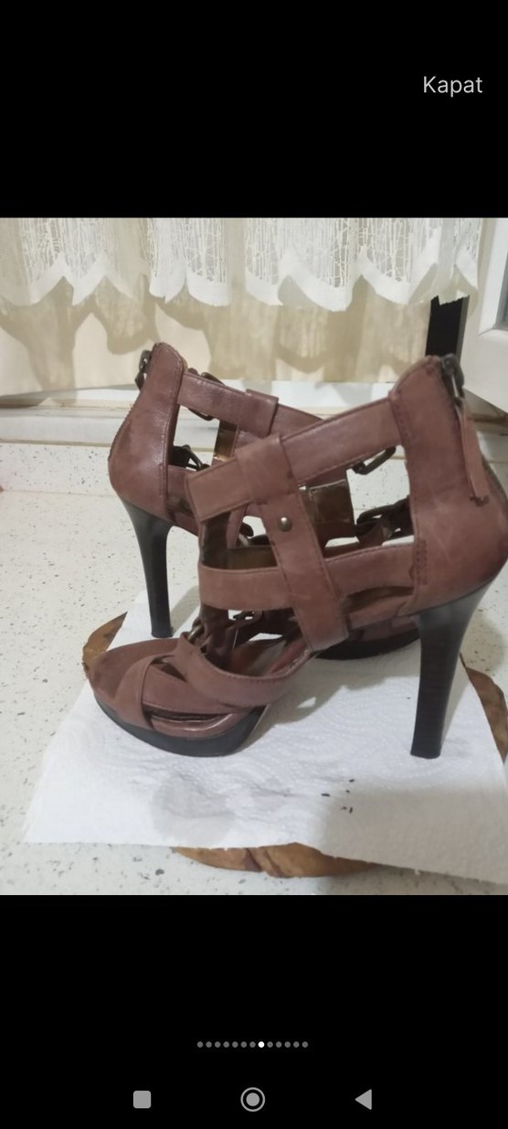 Hakiki deri topuklu ayakkabı - Görsel 5