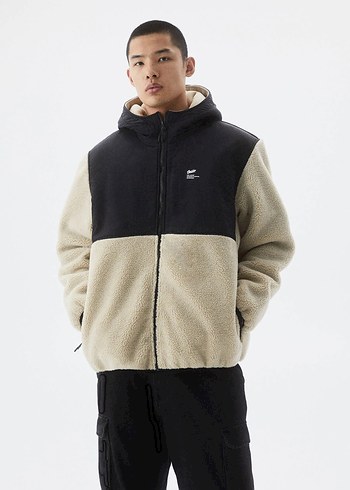 Kapüşonlu Fermuarlı Bej Unisex Mont - Görsel 5