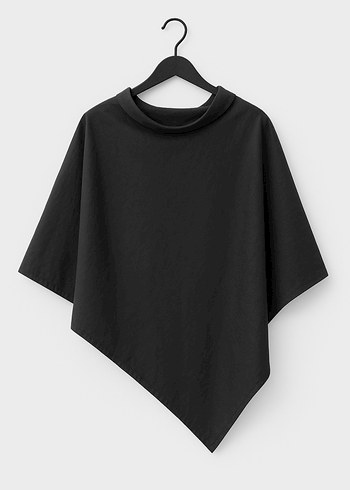 Trençkot kumaşından asimetrik panço s/m/l/xl