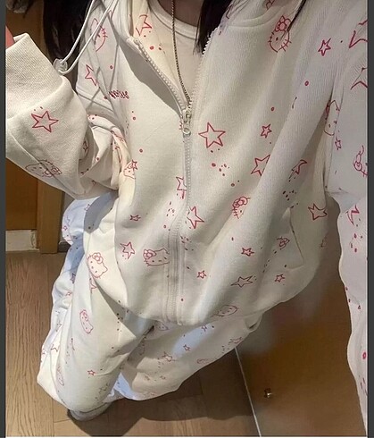 s Beden beyaz Renk Sanrio hello kity alt üst eşofman takımı