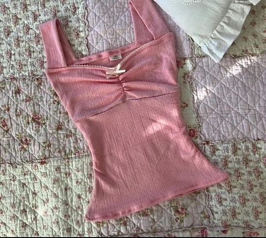 Coquette lolita tam boy askılı bluz