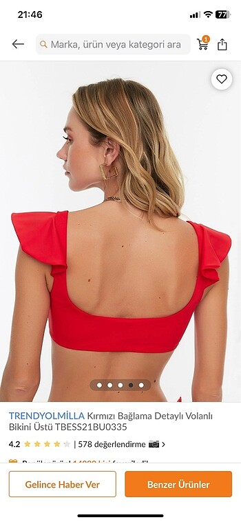Trendyol & Milla Trendyolmilla kırmızı bikini üstü