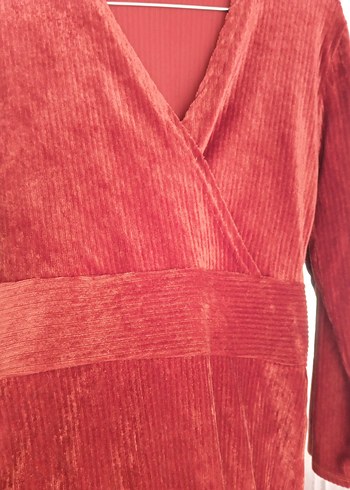 Kırmızı Kadife Hamile Bluzu V Yakalı - Görsel 6