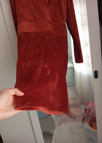 Kırmızı Kadife Hamile Bluzu V Yakalı - Görsel 3